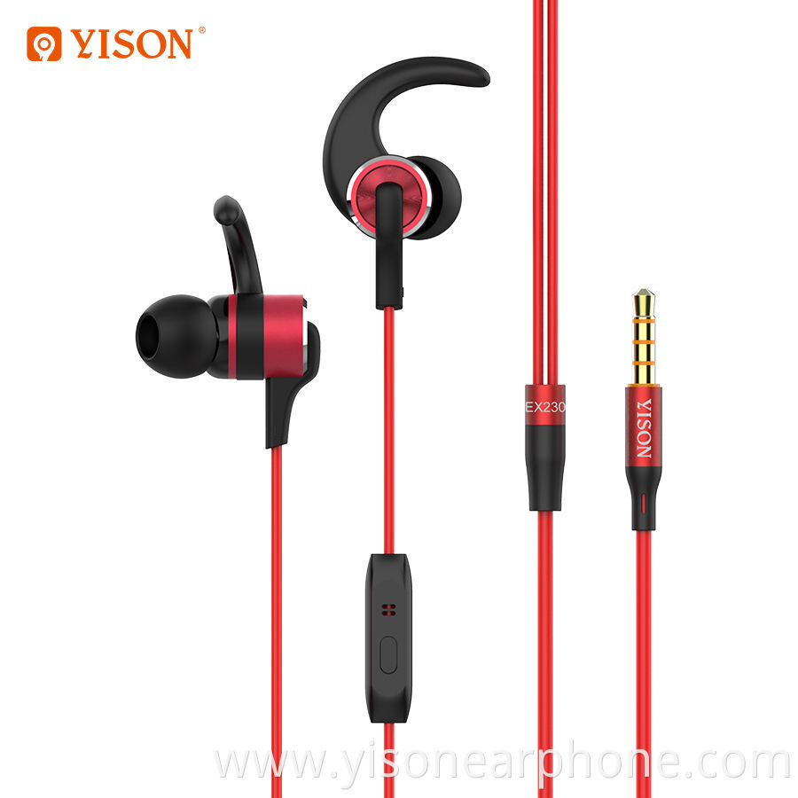 Yison EX230 in ear wired earphone for sport wired bass earphone with microphone for OEM